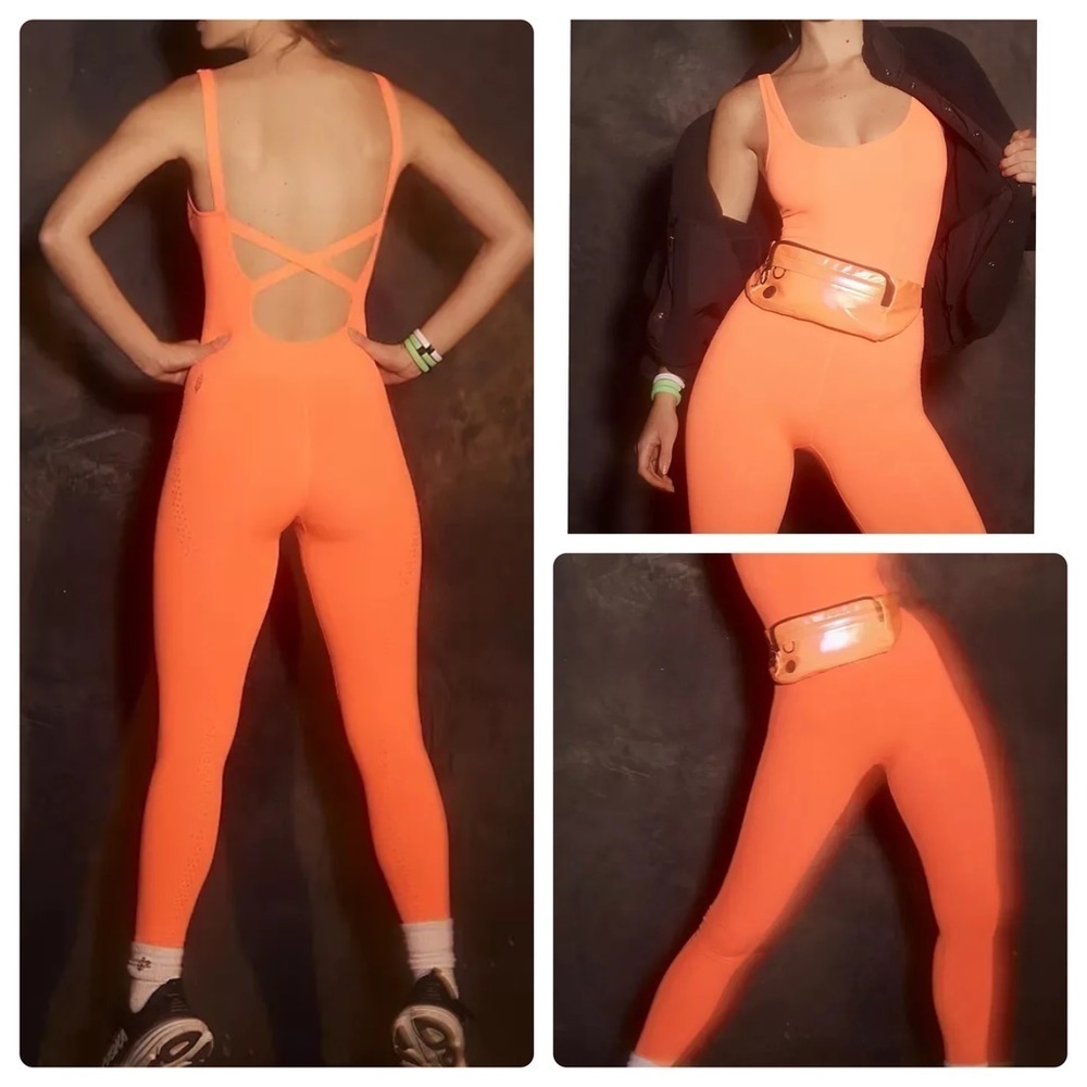 Free People Movement Good Karma Onesie Jumpsuit In Hot Watermelon